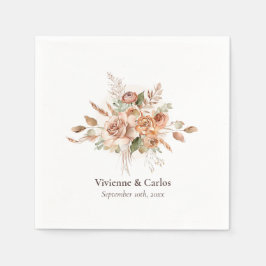 Licht Rustieke Earth Tone Bloemen Boho Trouwdiner Servet