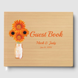 Licht Rustisch Sinaasappel Floral Mason Jar Weddin Gastenboek