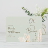 Licht Sage Boho Oh Baby shower Kaart (Staand voorkant)