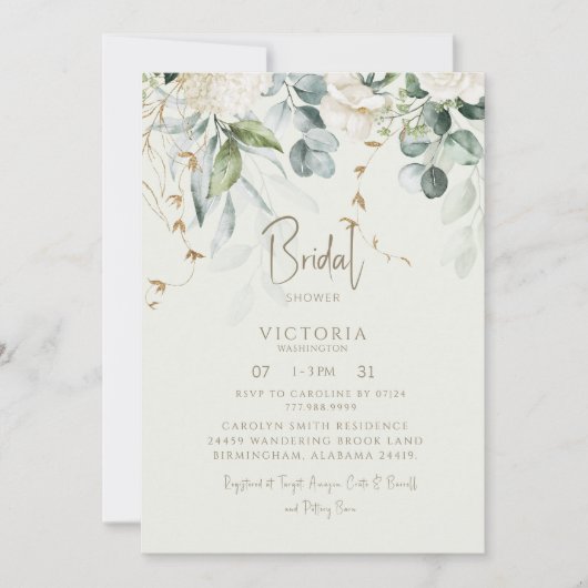 Licht Sage Botanisch Elegant Vrijgezellenfeest Kaart (Voorkant)