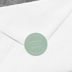 Licht Sage Bruiloft Retouradres Modern Ronde Sticker