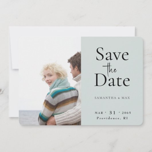 Licht Sage De Twee Van Ons Foto De Datum Opslaan Save The Date (Voorkant)