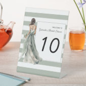 Licht Sage Groen Boho Strepen Vrijgezellenfeest Reclamebord Met Voetstuk (Insitu)