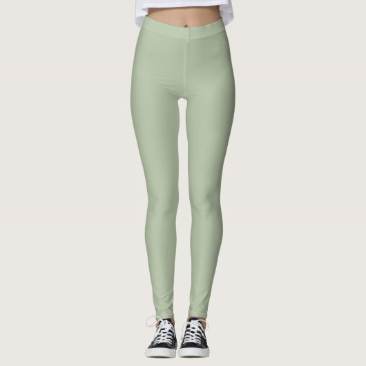 Licht Sage Groen Effen Kleur Leggings (Voorkant)