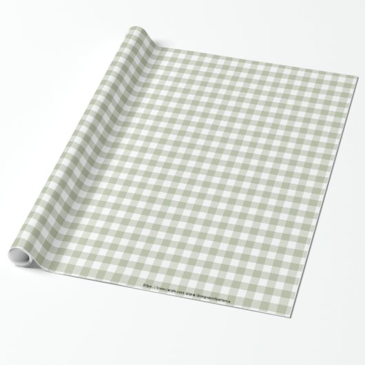Licht Sage groen en wit Gingham controleert patroo Cadeaupapier (Uitgerold)