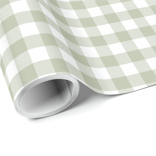 Licht Sage groen en wit Gingham controleert patroo Cadeaupapier (Rol Hoek)