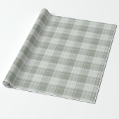 Licht Sage Groen Plaid Patroon Cadeaupapier (Uitgerold)