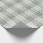 Licht Sage Groen Plaid Patroon Cadeaupapier (Hoek)