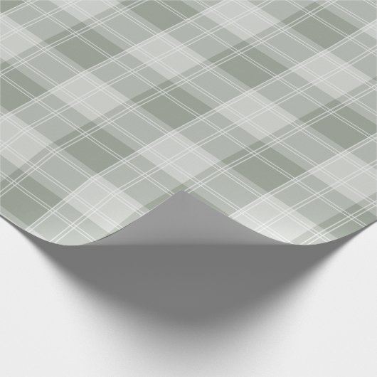 Licht Sage Groen Plaid Patroon Cadeaupapier (Hoek)