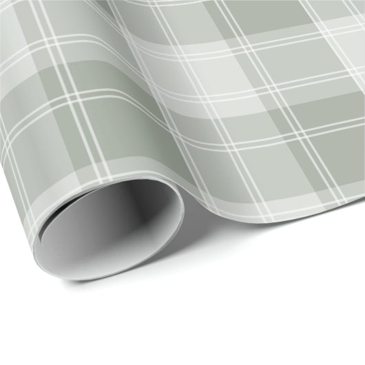 Licht Sage Groen Plaid Patroon Cadeaupapier (Rol Hoek)