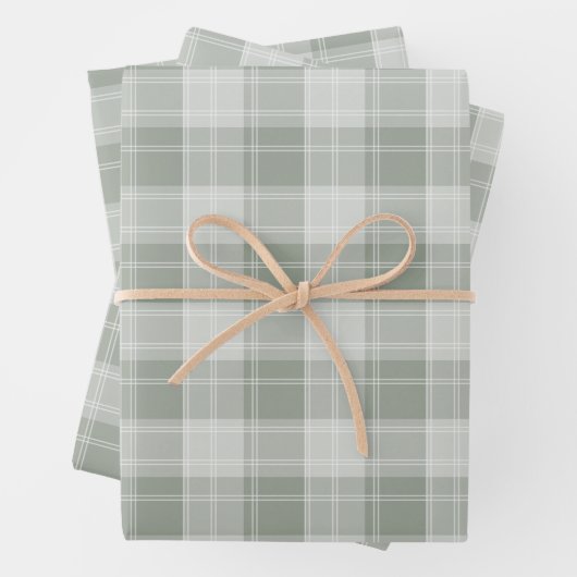 Licht Sage Groen Plaid Patroon Inpakpapier Vel (In situ)