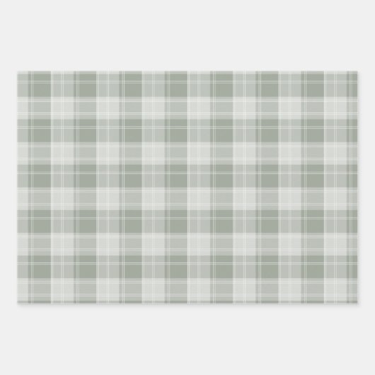 Licht Sage Groen Plaid Patroon Inpakpapier Vel (Voorkant)