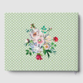 Licht Sage met Witte Stippen en Bloemen Weddenscha Gastenboek (Achterkant)