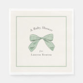 Licht Sage Plaid Bow Elegant Boy Baby shower Servet (Voorkant)