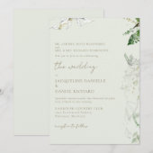 Licht Sage Waterverf Bladgroen Beide Ouders Bruilo Kaart (Voorkant / Achterkant)