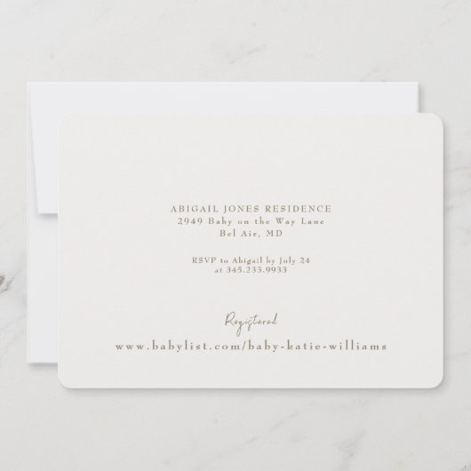 Licht Salie Baby shower Bassinet Boho Kaart (Achterkant)