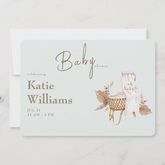Licht Salie Baby shower Bassinet Boho Kaart (Voorkant)