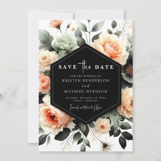 Licht salie elegante perzik bruiloft save the date (Voorkant)