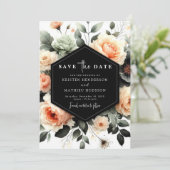 Licht salie elegante perzik bruiloft save the date (Staand voorkant)