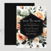 Licht salie elegante perzik bruiloft save the date (Voorkant / Achterkant)