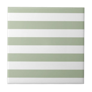 Licht salie groen en witte strepen tegeltje