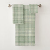 Licht salie groen geruit bad handdoek (Insitu)