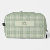 Licht salie groen geruit monogram toilettasje (Voorkant)
