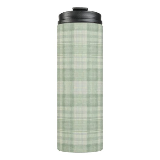 Licht salie groen geruit thermosbeker (Voorkant)