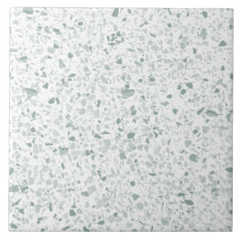 Licht Salie Groen op wit Terrazzo Steen Patroon Tegeltje