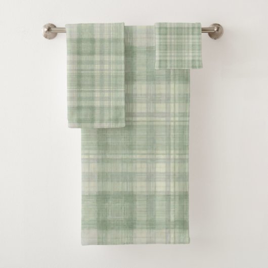 Licht salie groen plaid bad handdoek (Insitu)