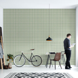 Licht salie groen plaid behang