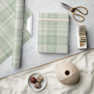 Licht salie groen plaid cadeaupapier