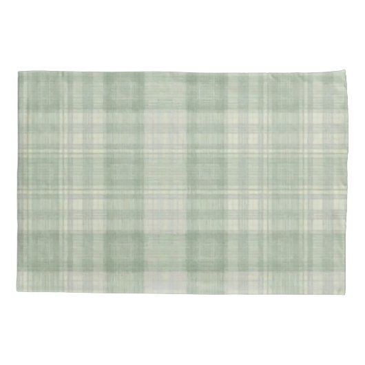 Licht salie groen plaid kussensloop (Achterkant)