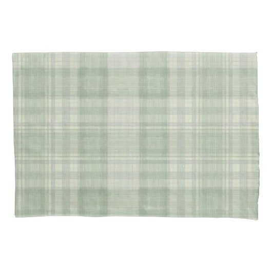 Licht salie groen plaid kussensloop (Voorkant)