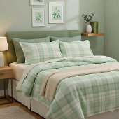 Licht salie groen plaid kussensloop