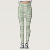 Licht salie groen plaid leggings (Voorkant)