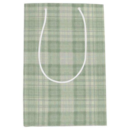 Licht salie groen plaid medium cadeauzakje (Voorkant)
