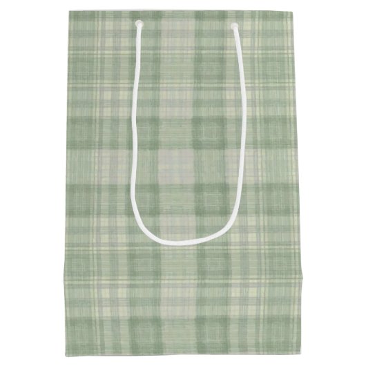 Licht salie groen plaid medium cadeauzakje (Achterkant)