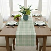 Licht salie groen plaid medium tafelloper