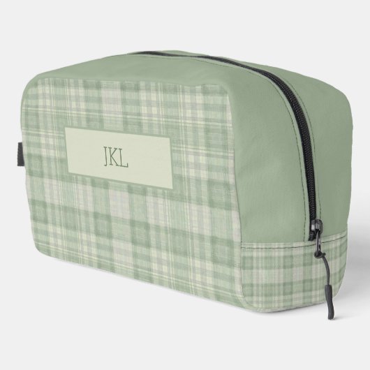 Licht salie groen plaid monogram toilettasje (Rechterhoek)