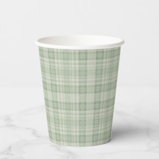 Licht salie groen plaid papieren bekers (Achterkant)