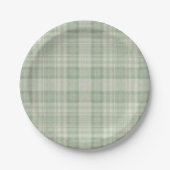 Licht salie groen plaid papieren bordje (Voorkant)