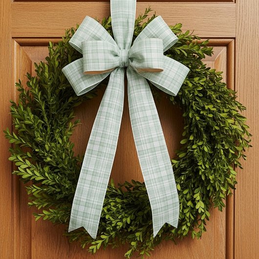 Licht salie groen plaid satijnen lint