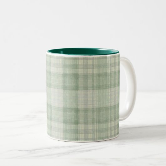 Licht salie groen plaid tweekleurige koffiemok (Voorkant rechts)