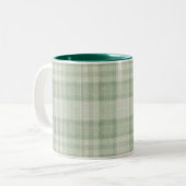 Licht salie groen plaid tweekleurige koffiemok (Voorkant links)