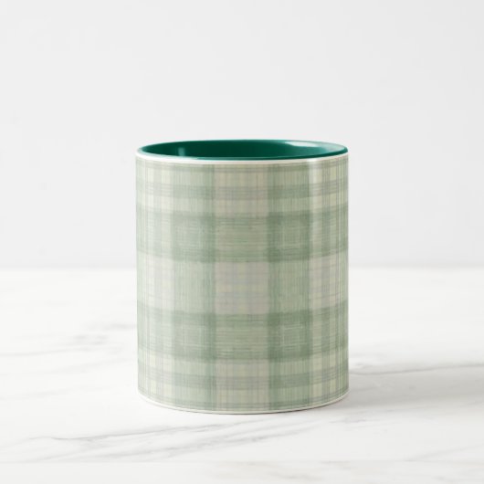 Licht salie groen plaid tweekleurige koffiemok (Center)