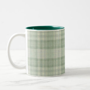 Licht salie groen plaid tweekleurige koffiemok
