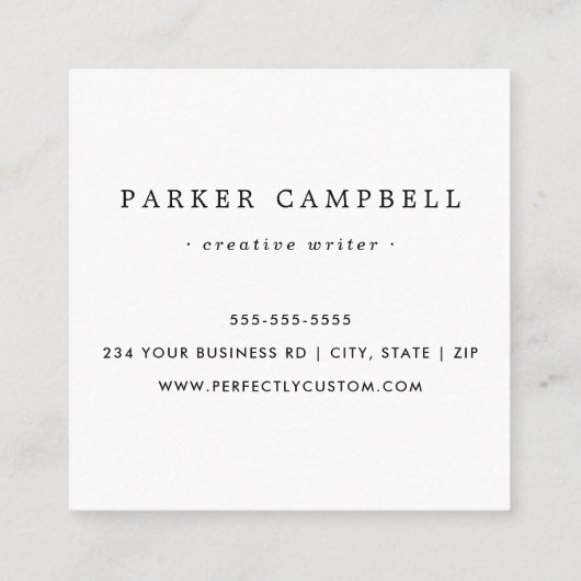 Licht salie groen wit rand uw logo minimalist vierkante visitekaartje (Achterkant)