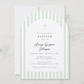 Licht salie groene streep elegante doop kaart (Voorkant)