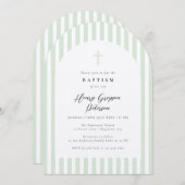 Licht salie groene streep elegante doop kaart (Voorkant / Achterkant)